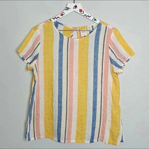 C&C California Linen Striped Short Sleeve Top